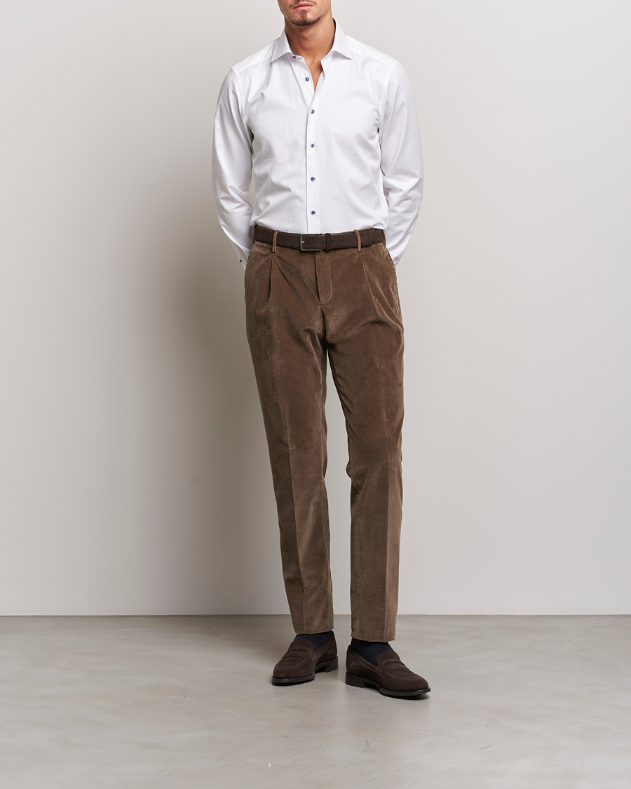 Herre | Skjorter | Stenströms | Slimline Contrast Cut Away Shirt White