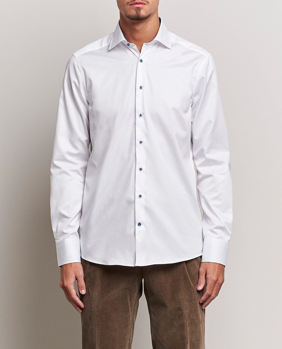 Herre | Stenströms | Stenströms | Slimline Contrast Cut Away Shirt White
