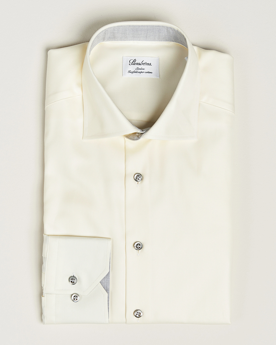 Herre | Skjorter | Stenströms | Slimline Two Fold Contrast Cut Away Shirt Yellow