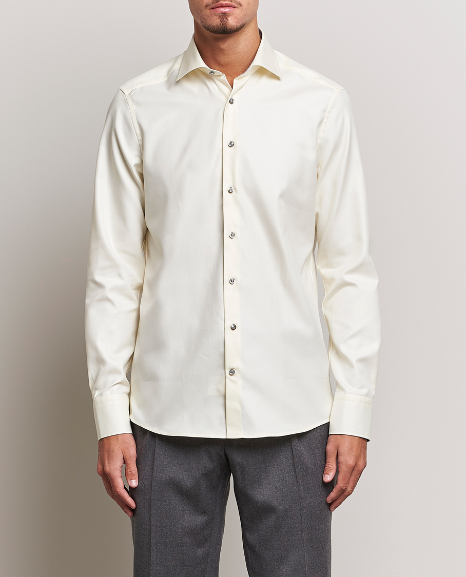 Herre | Skjorter | Stenströms | Slimline Two Fold Contrast Cut Away Shirt Yellow