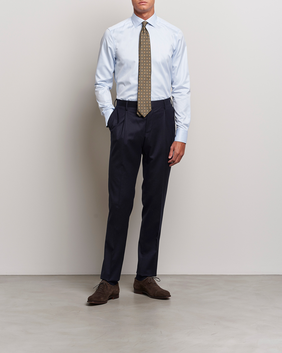 Herre | Skjorter | Stenströms | Slimline Contrast Cut Away Shirt Light Blue