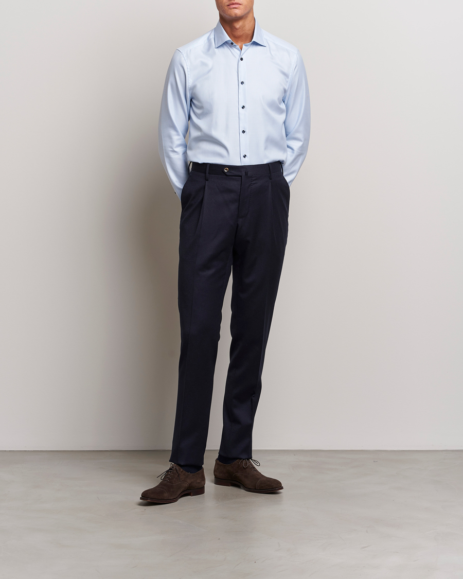 Herre | Skjorter | Stenströms | Slimline Micro Structure Contrast Shirt Blue