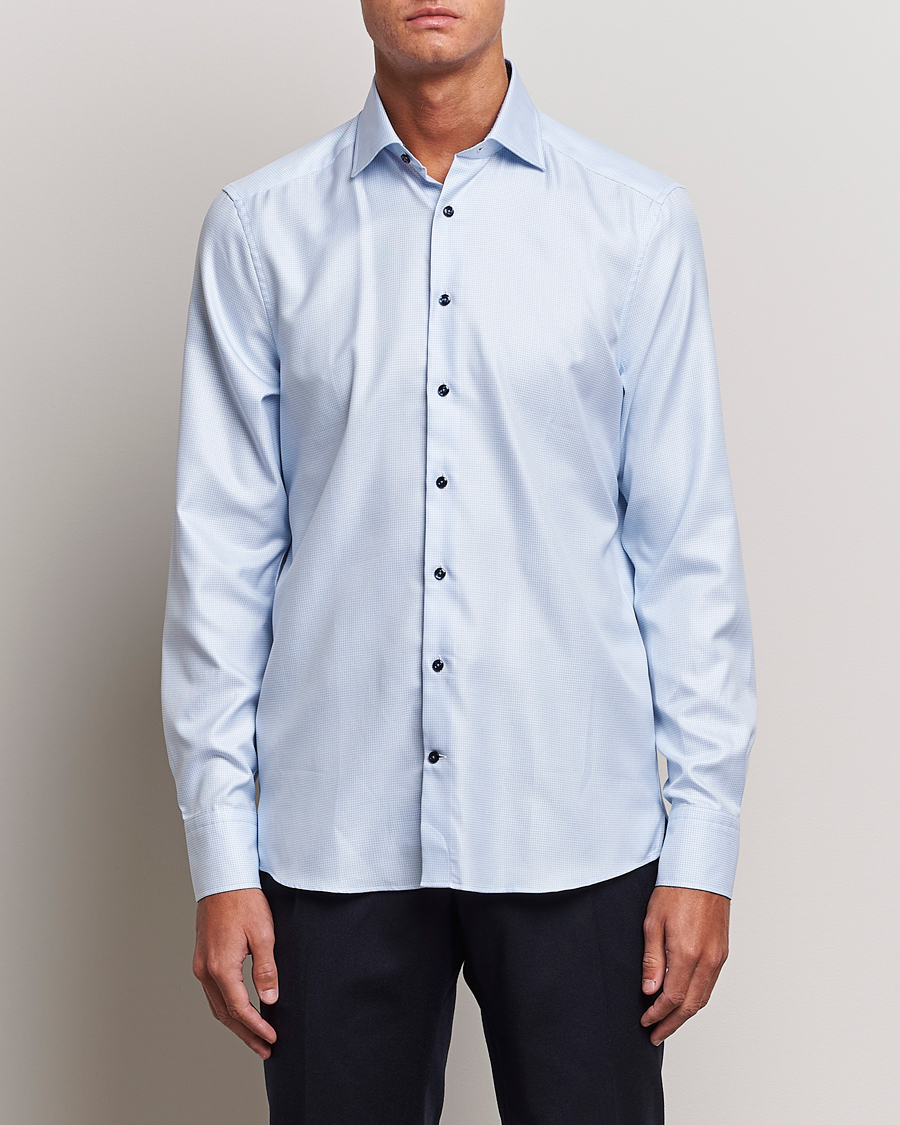 Herre | Skjorter | Stenströms | Slimline Micro Structure Contrast Shirt Blue