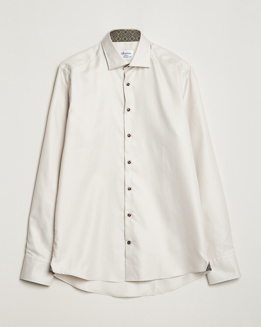 Herre | Skjorter | Stenströms | Slimline Micro Structure Contrast Shirt Beige