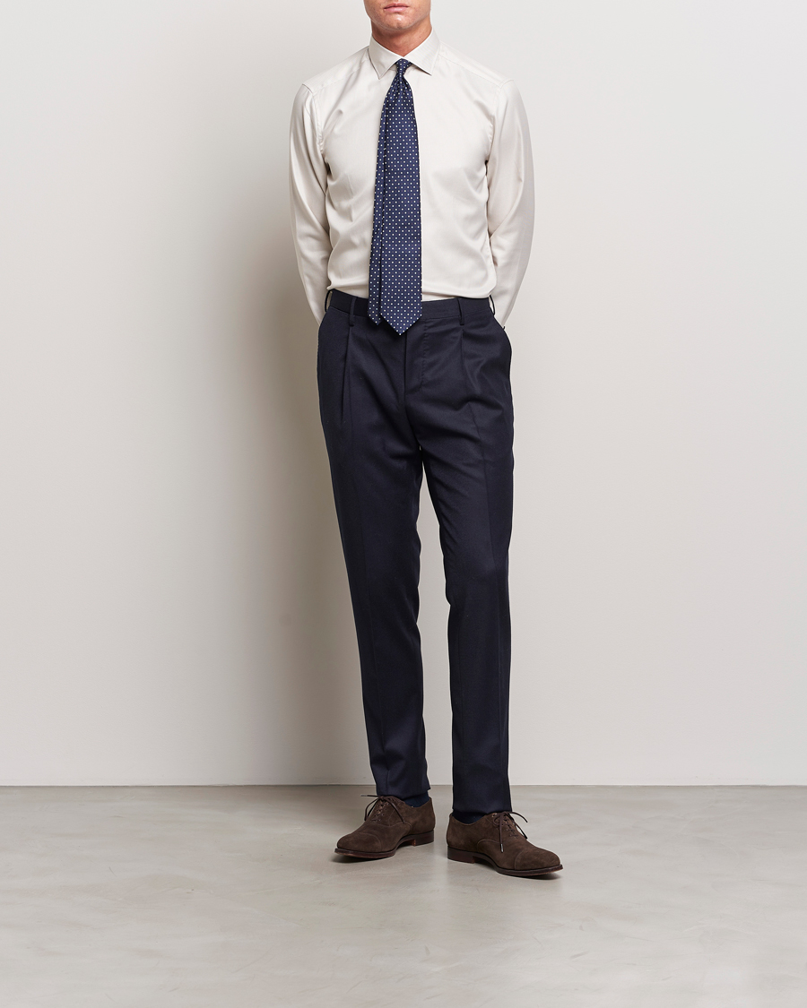 Herre | Skjorter | Stenströms | Slimline Micro Structure Contrast Shirt Beige