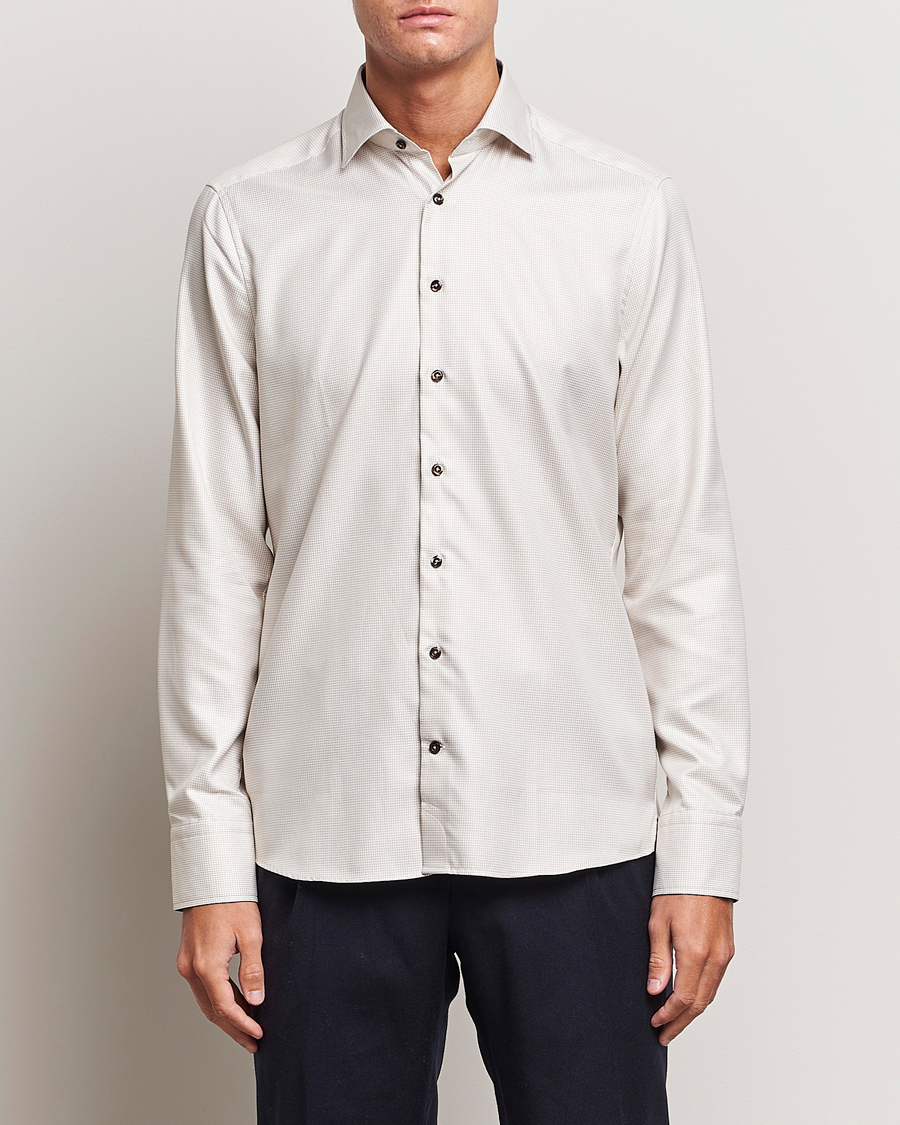 Herre | Skjorter | Stenströms | Slimline Micro Structure Contrast Shirt Beige