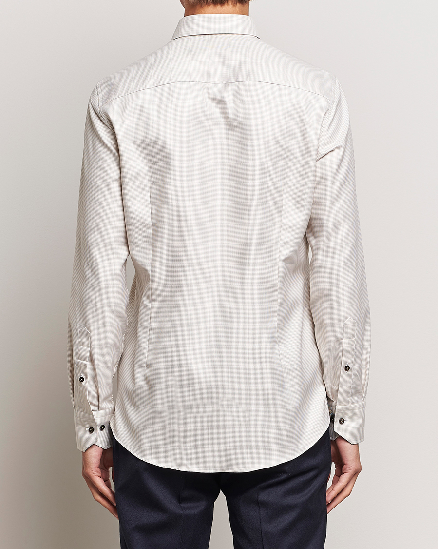 Herre | Skjorter | Stenströms | Slimline Micro Structure Contrast Shirt Beige