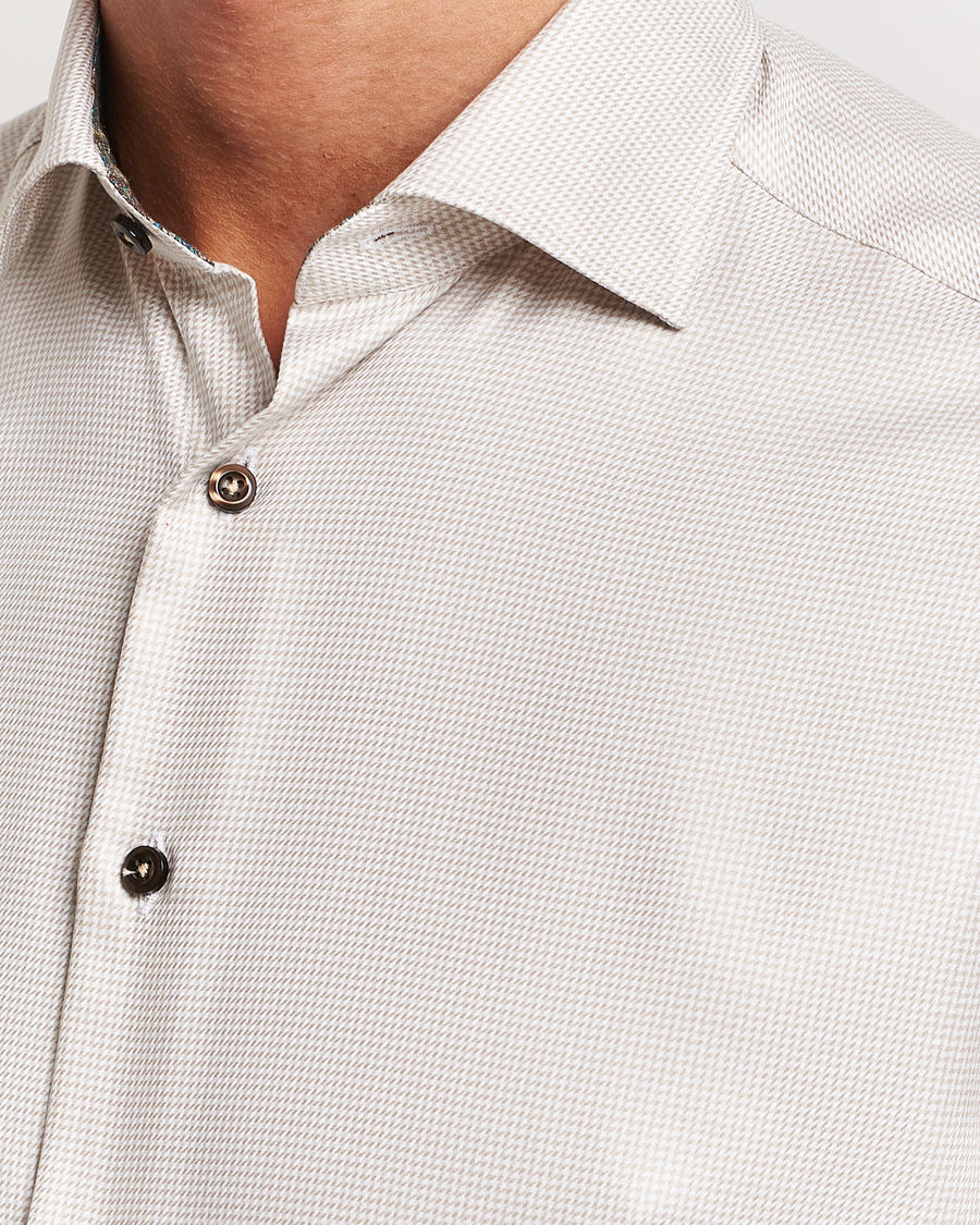 Herre | Skjorter | Stenströms | Slimline Micro Structure Contrast Shirt Beige