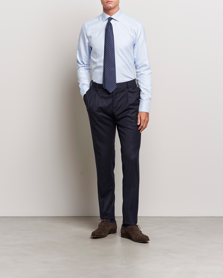 Herre | Skjorter | Stenströms | Slimline Micro Structure Cut Away Shirt Light Blue