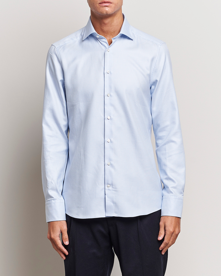 Herre | Skjorter | Stenströms | Slimline Micro Structure Cut Away Shirt Light Blue