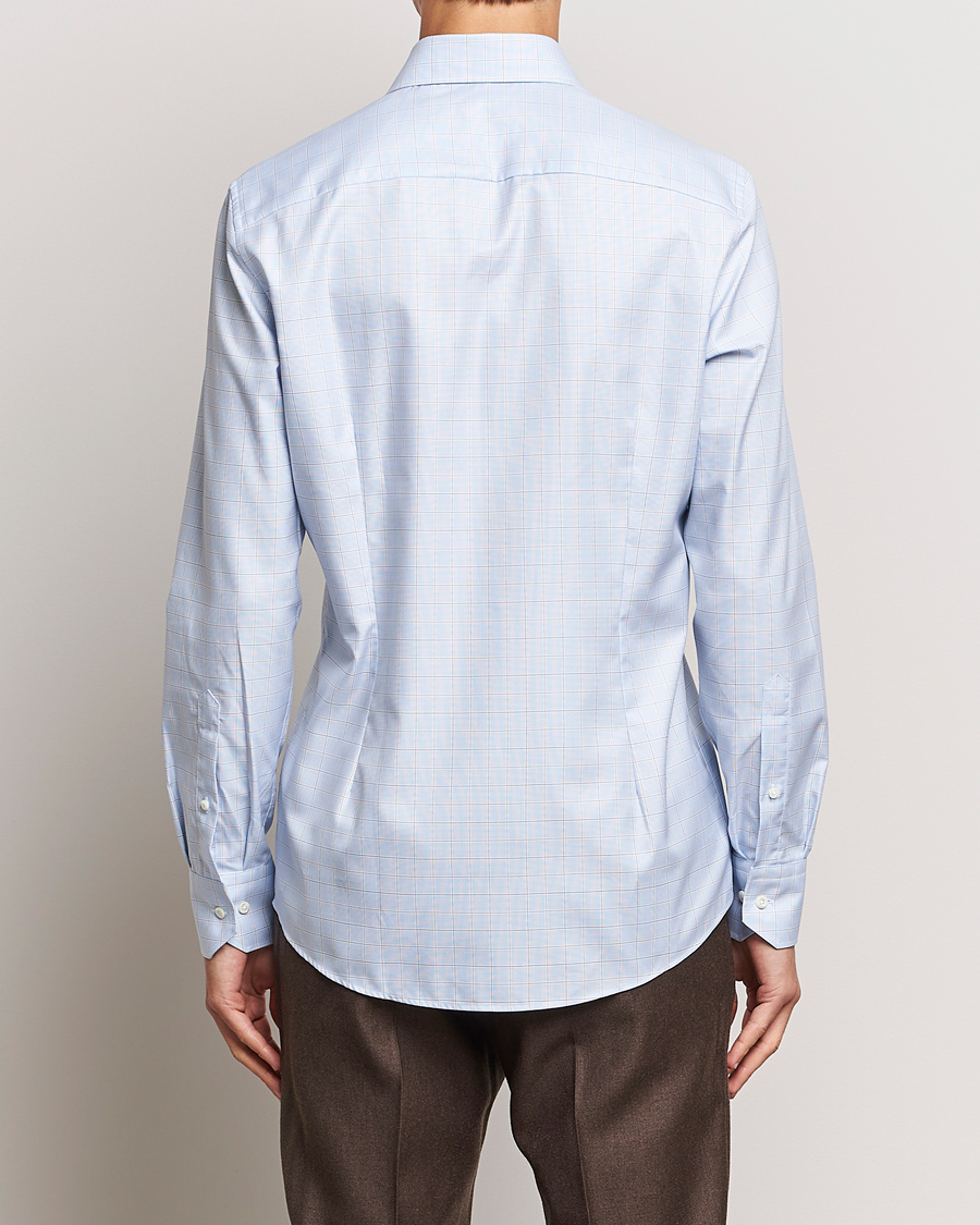 Herre | Skjorter | Stenströms | Slimline Houndstooth Checked Cut Away Shirt Blue