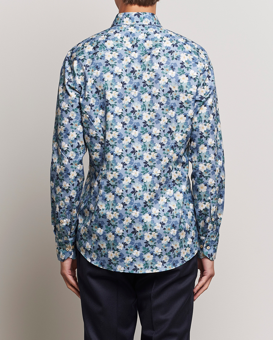 Herre | Skjorter | Stenströms | Slimline Printed Flower Cut Away Shirt Blue