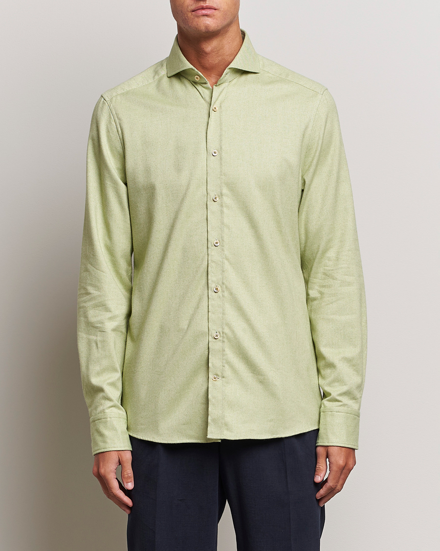 Herre |  | Stenströms | Slimline Flannel Shirt Green