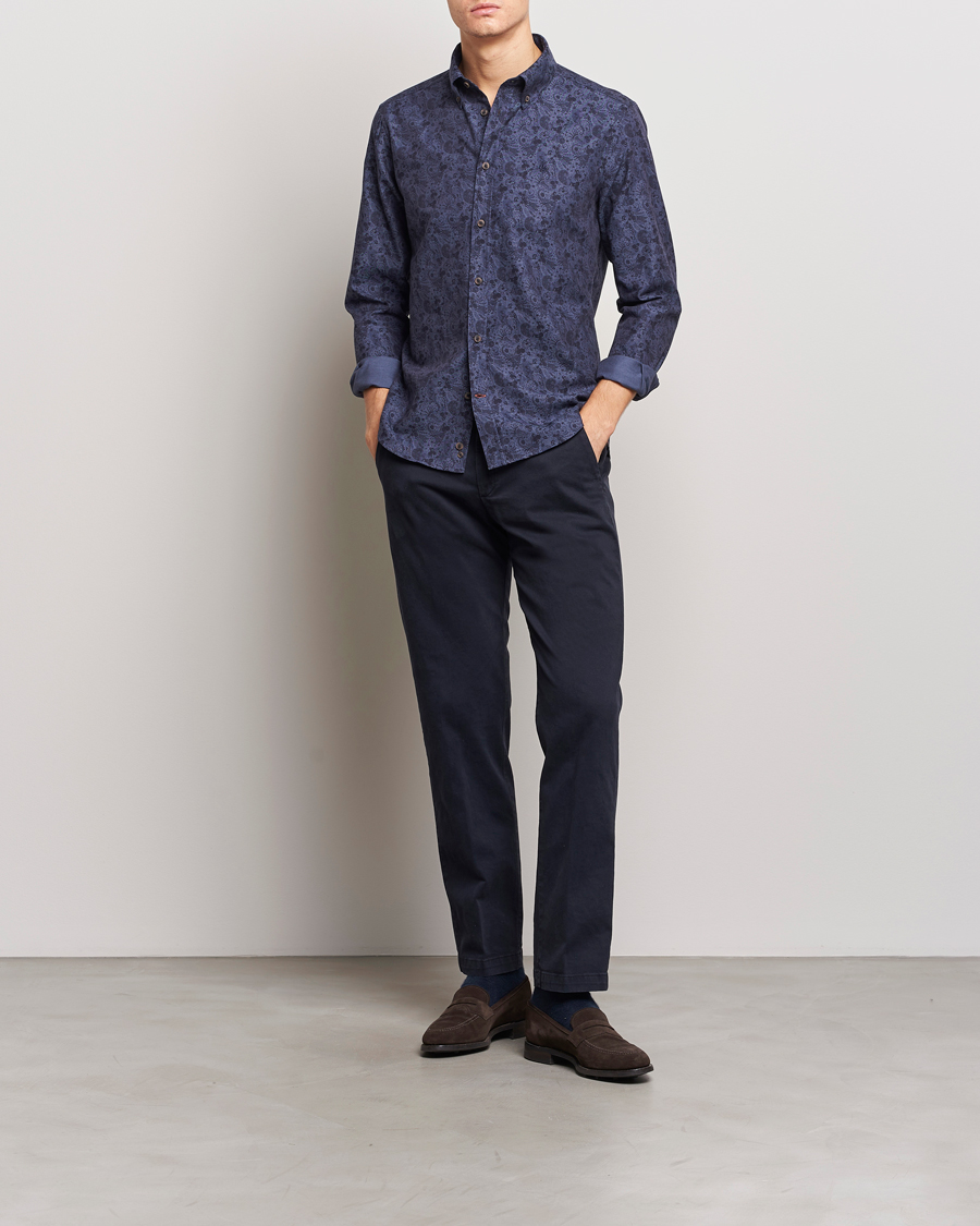 Herre | Skjorter | Morris | Printed Flower Shirt Navy