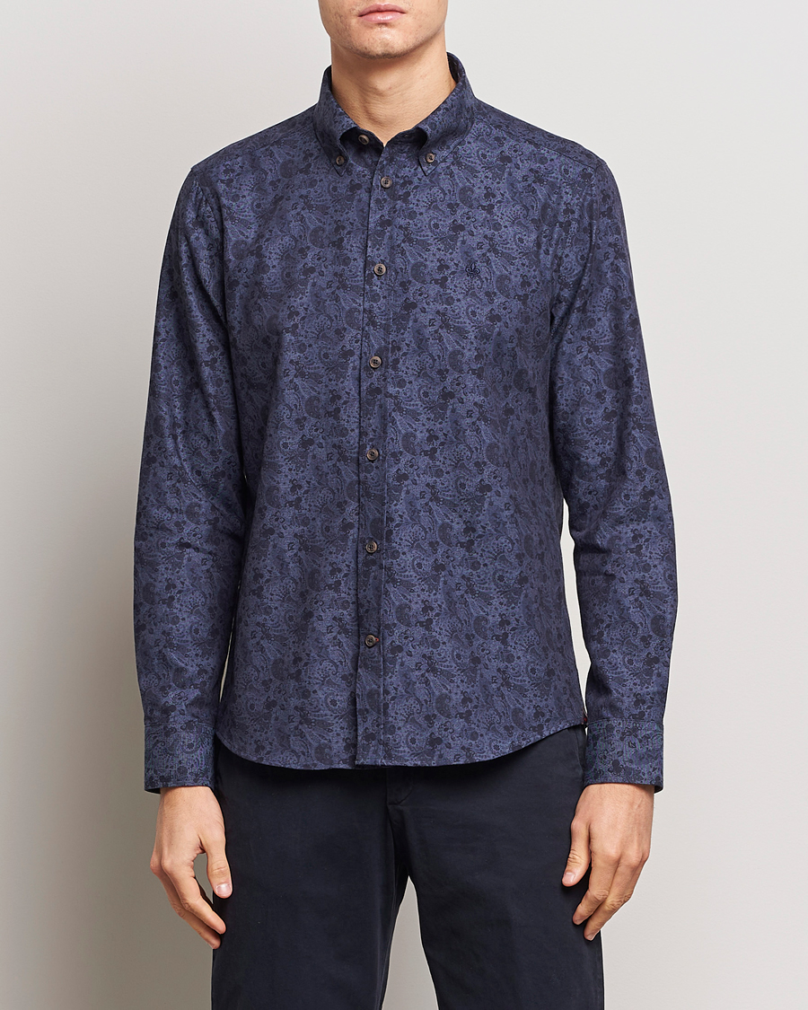 Herre | Skjorter | Morris | Printed Flower Shirt Navy