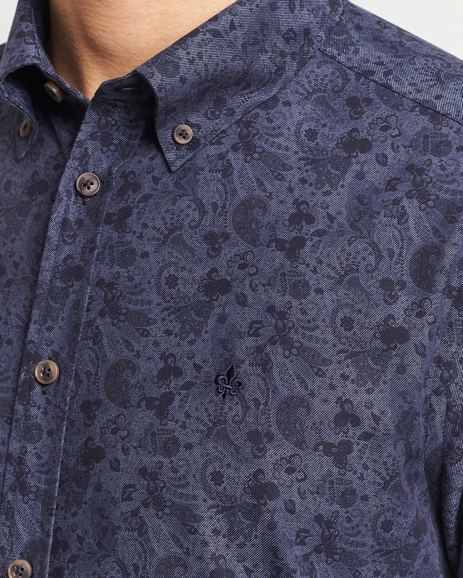 Herre | Skjorter | Morris | Printed Flower Shirt Navy