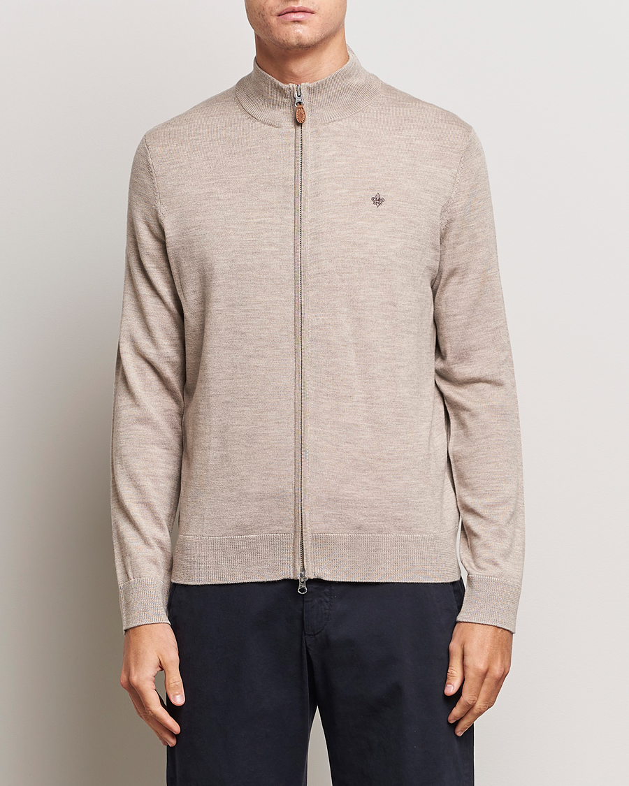 Men |  | Morris | Merino Full Zip Cardigan Khaki