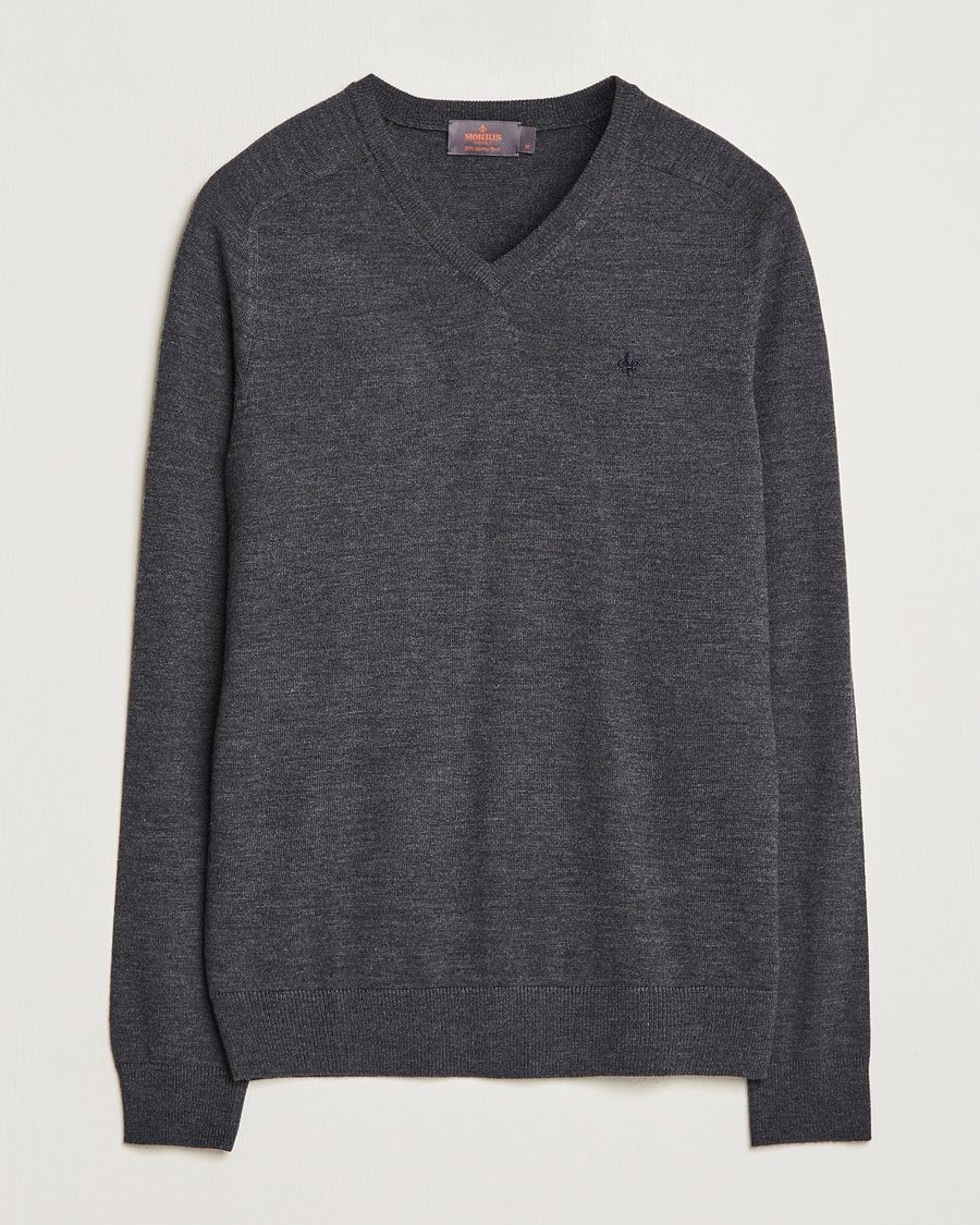 Herre | Trøjer | Morris | Merino V-neck Grey