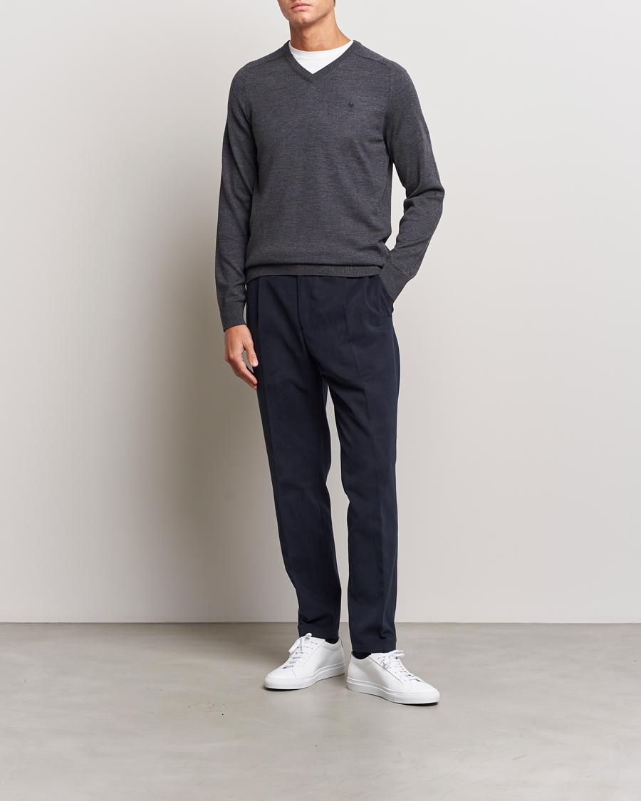 Herre | Trøjer | Morris | Merino V-neck Grey