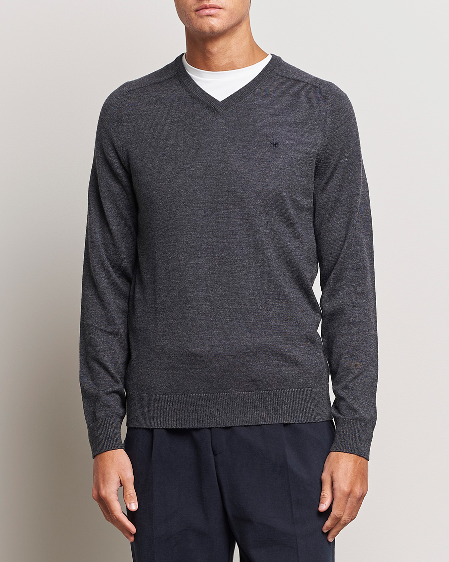 Herre | Pullovers med v-hals | Morris | Merino V-neck Grey