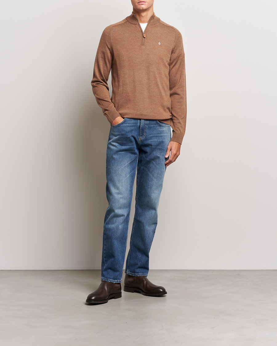 Herre | Trøjer | Morris | John Merino Half Zip Camel