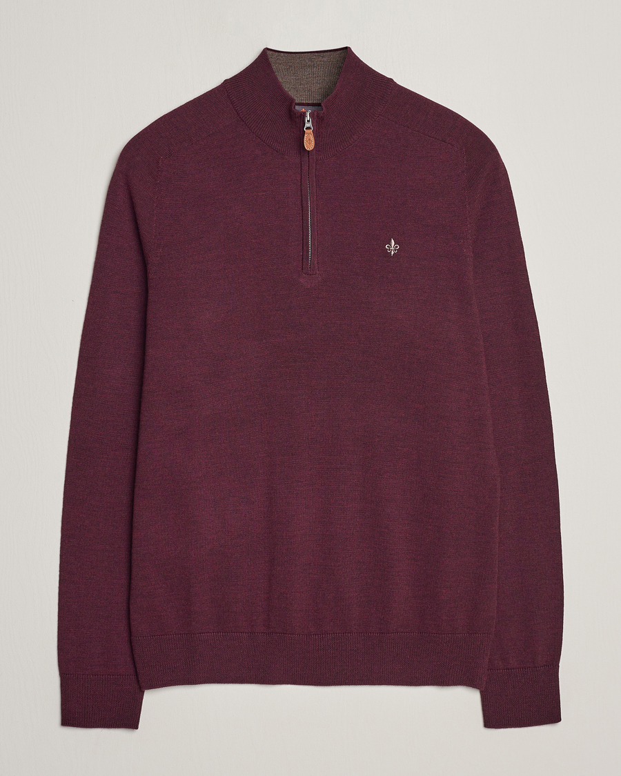 Herre | Trøjer | Morris | John Merino Half Zip Wine Red