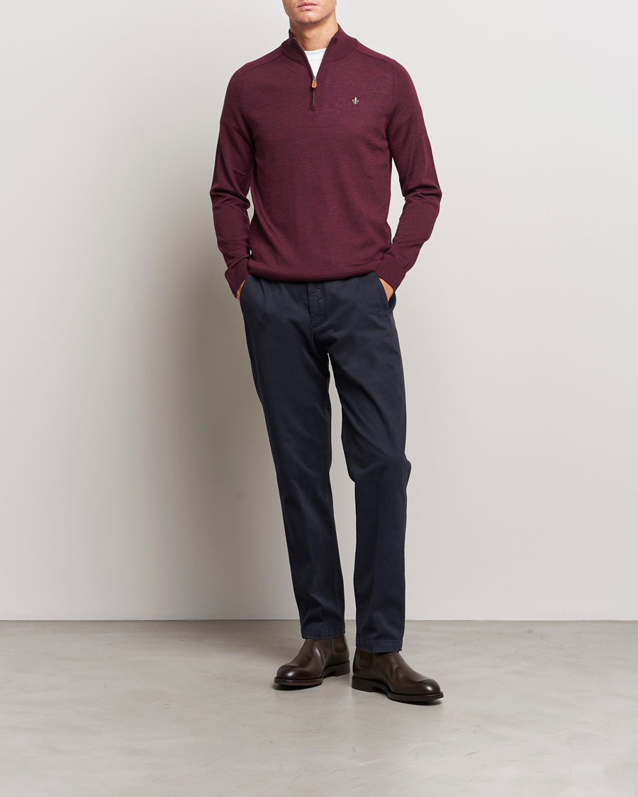 Herre | Trøjer | Morris | John Merino Half Zip Wine Red