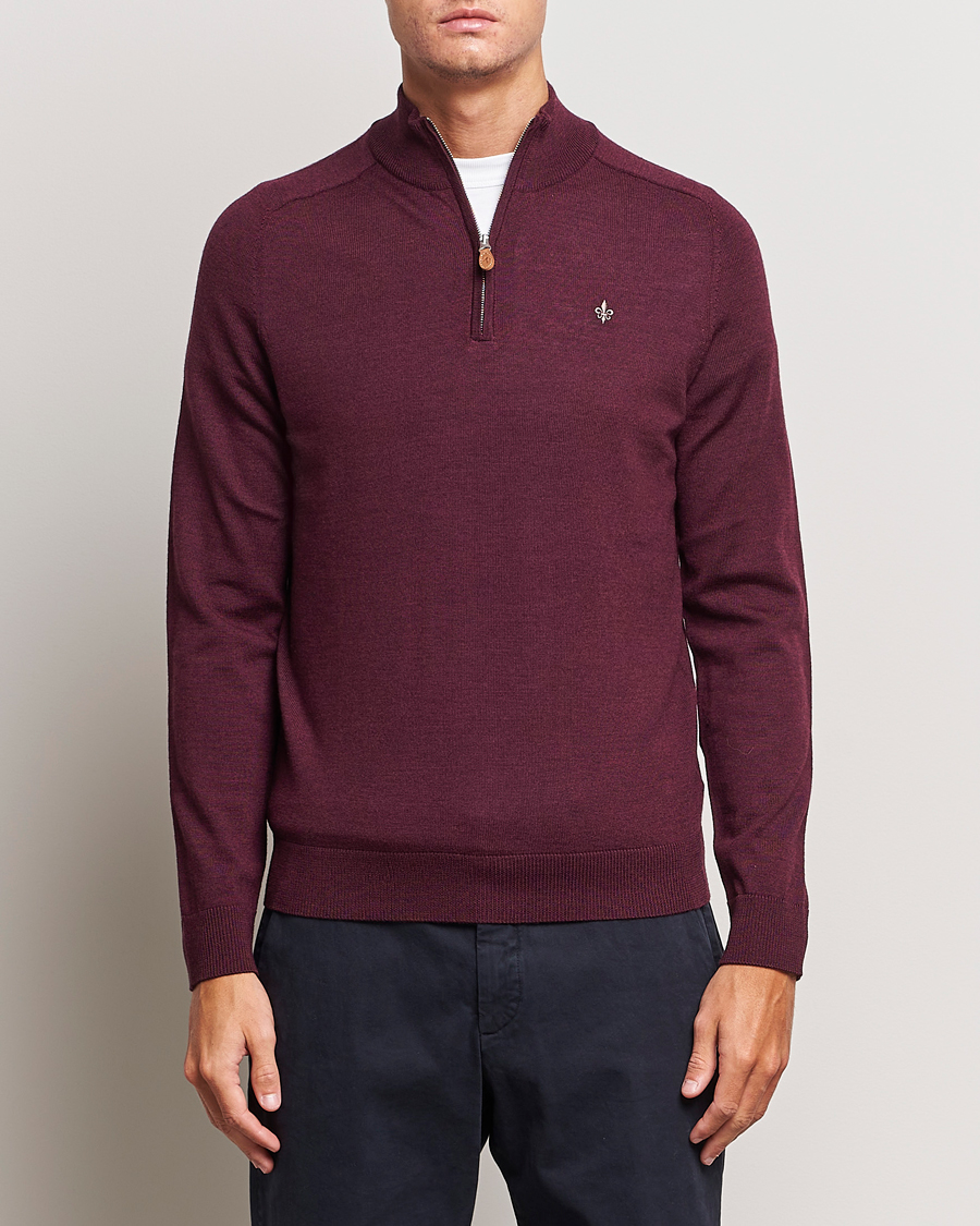 Herre | Trøjer | Morris | John Merino Half Zip Wine Red