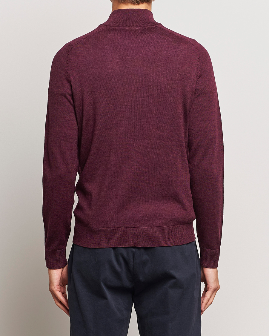 Herre | Trøjer | Morris | John Merino Half Zip Wine Red