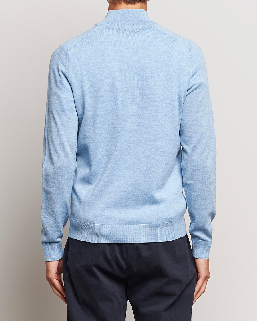 Herre | Trøjer | Morris | John Merino Half Zip Light Blue