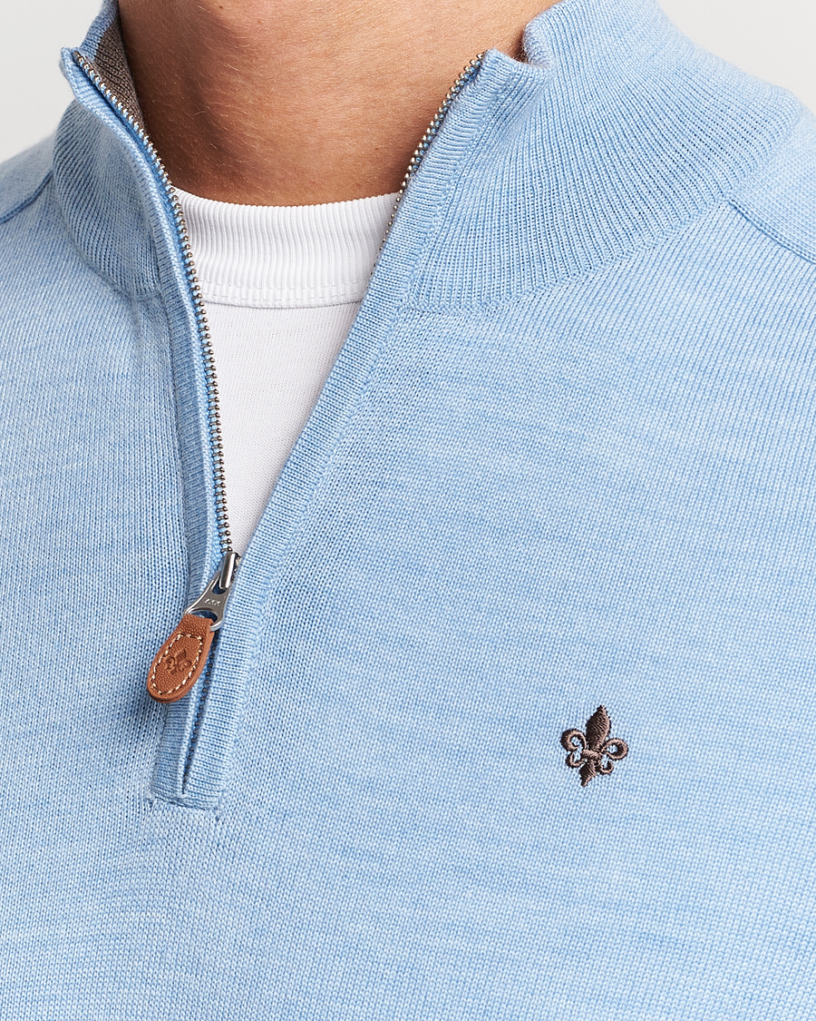 Herre | Trøjer | Morris | John Merino Half Zip Light Blue