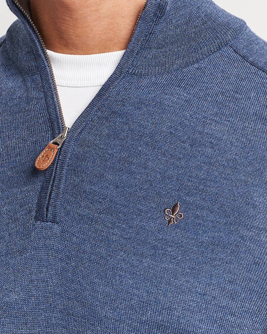Herre | Trøjer | Morris | John Merino Half Zip Mid Blue