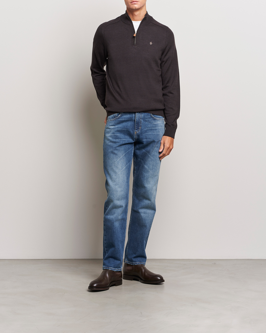 Herre | Trøjer | Morris | John Merino Half Zip Brown