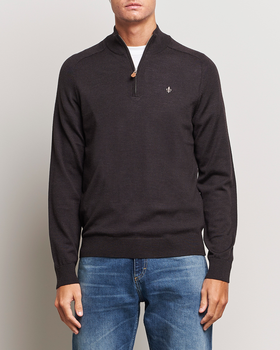 Herre | Trøjer | Morris | John Merino Half Zip Brown