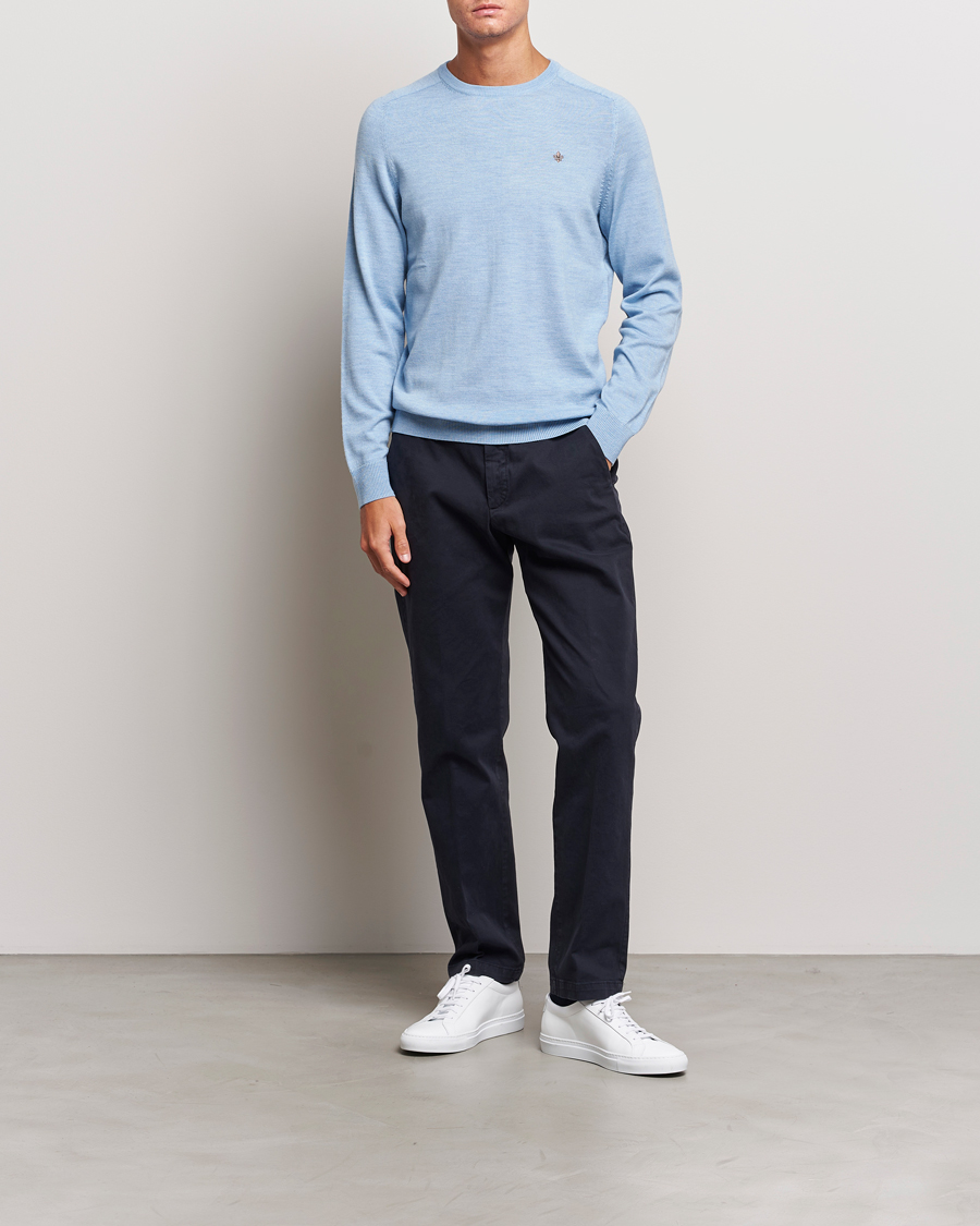 Herre | Trøjer | Morris | Merino Crew Neck Pullover Light Blue