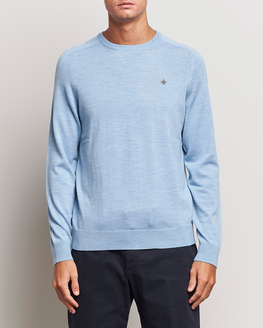 Herre | Pullovers med rund hals | Morris | Merino Crew Neck Pullover Light Blue