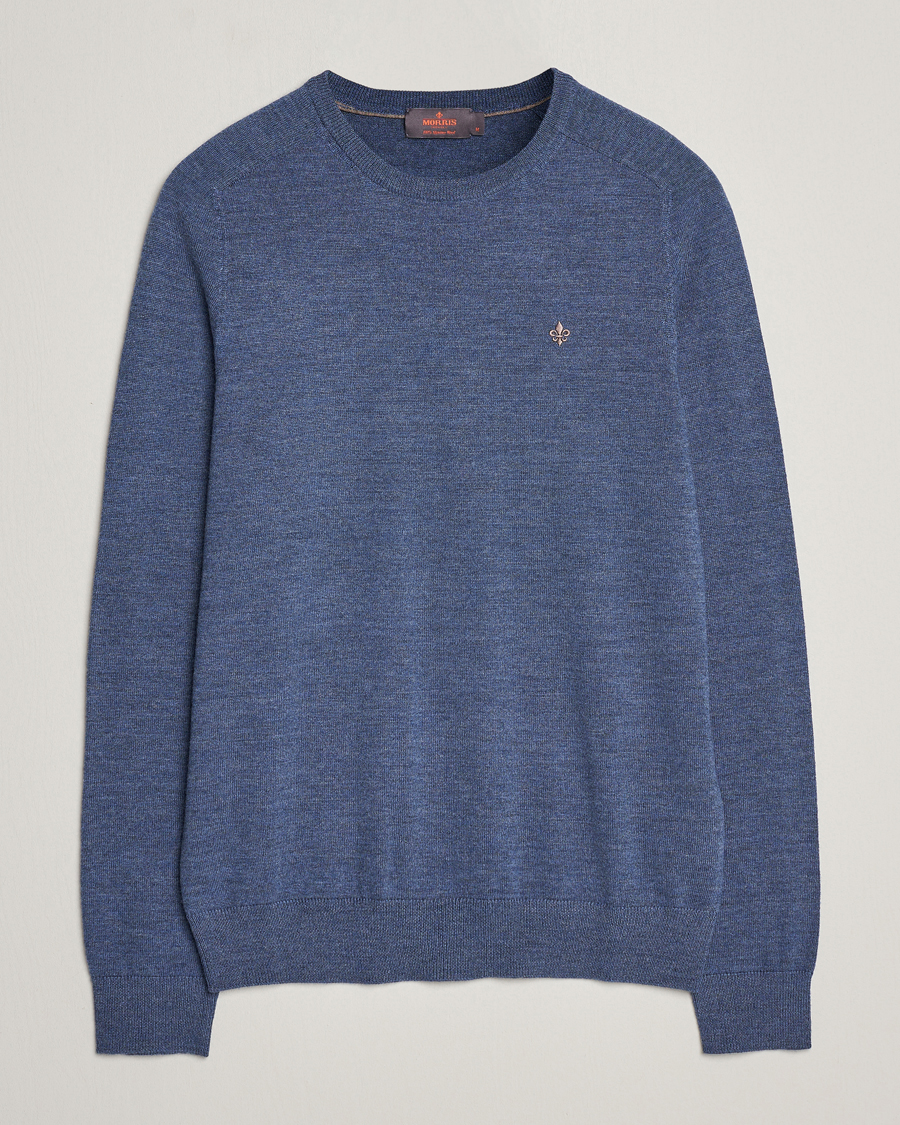 Herre | Trøjer | Morris | Merino Crew Neck Pullover Blue