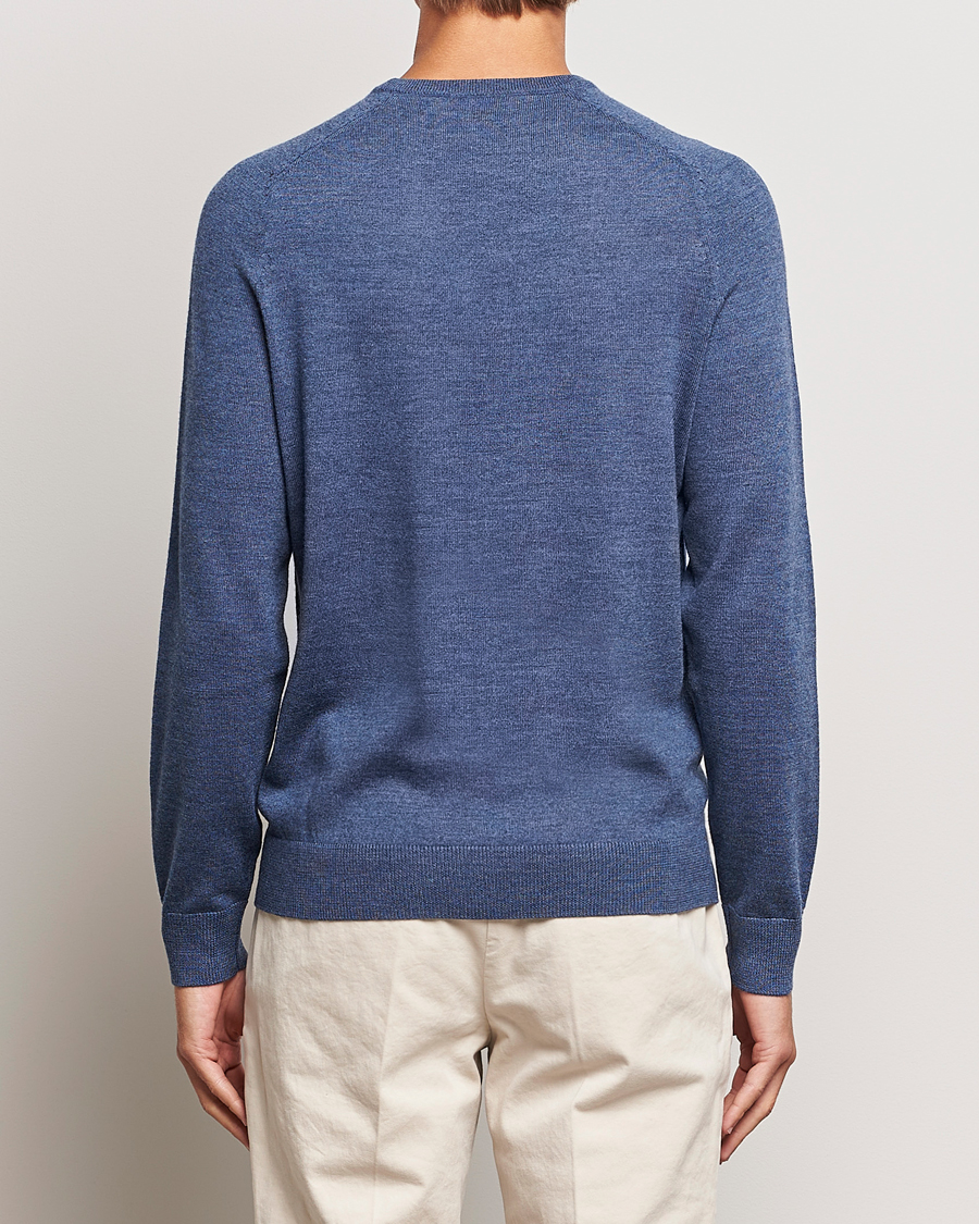 Herre | Trøjer | Morris | Merino Crew Neck Pullover Blue