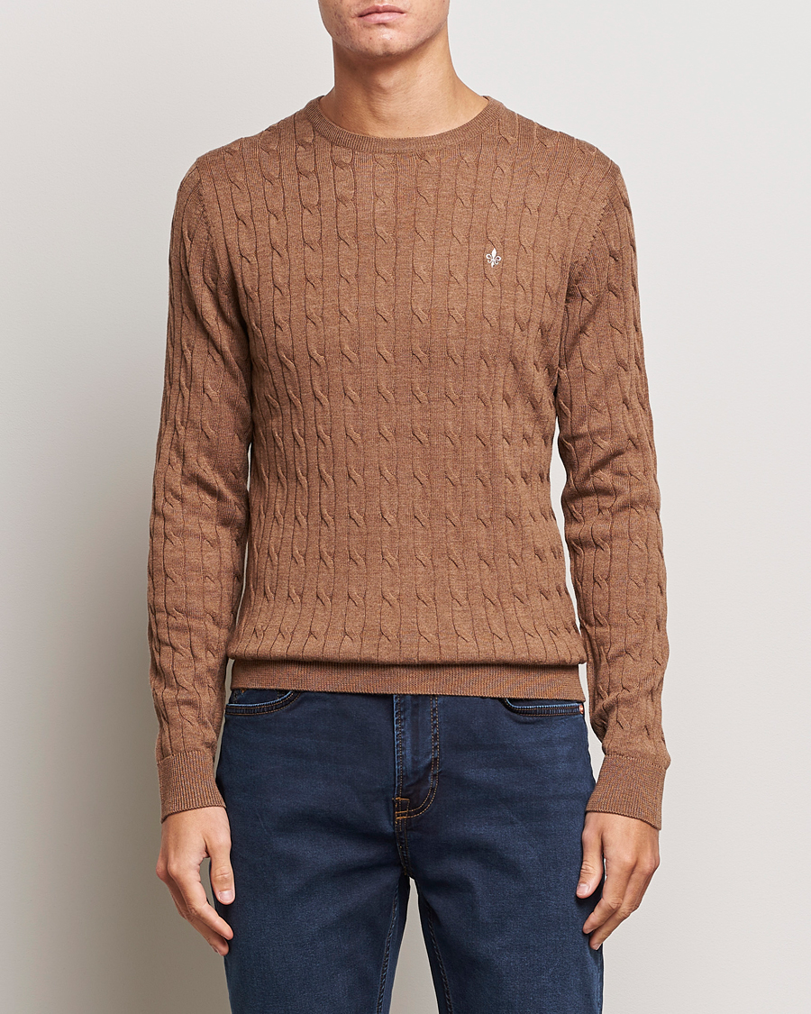 Herre | Trøjer | Morris | Merino Cable Crew Neck Camel