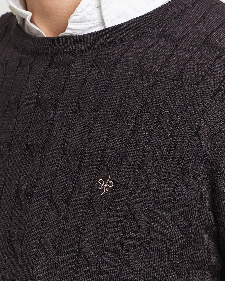 Herre | Trøjer | Morris | Merino Cable Crew Neck Brown