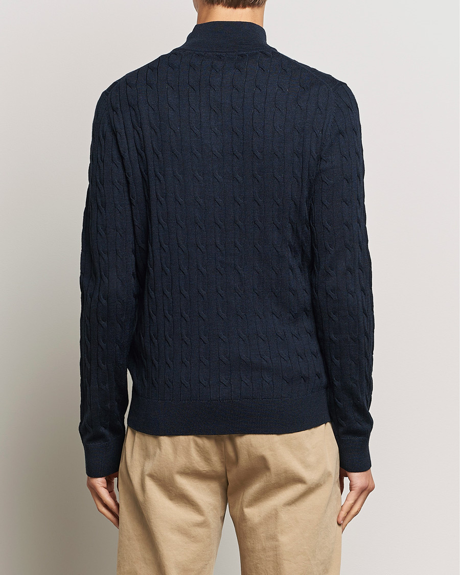 Herre | Trøjer | Morris | Merino Cable Half Zip Navy