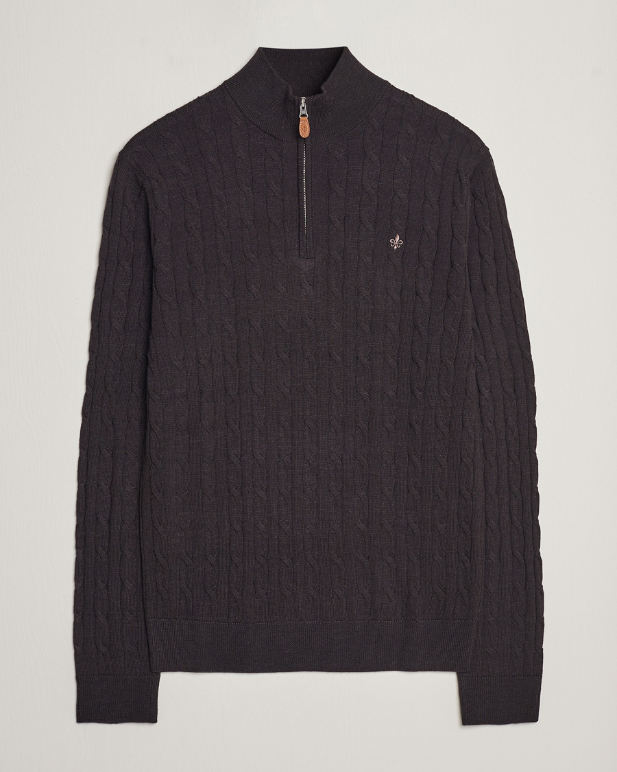 Herre | Trøjer | Morris | Merino Cable Half Zip Brown
