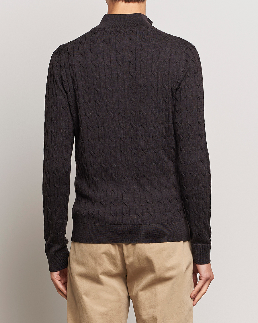 Herre | Trøjer | Morris | Merino Cable Half Zip Brown