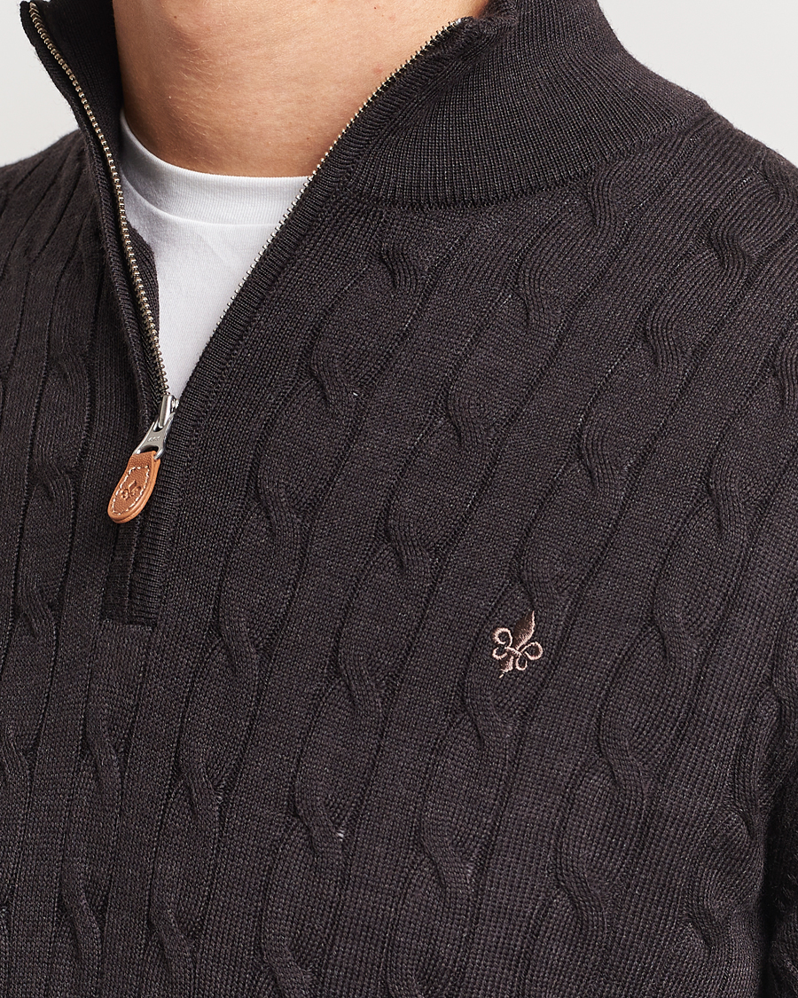 Herre | Trøjer | Morris | Merino Cable Half Zip Brown