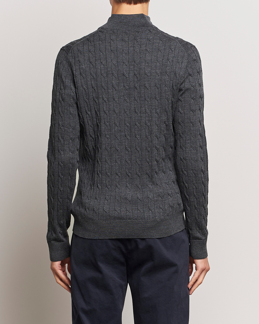 Herre | Trøjer | Morris | Merino Cable Half Zip Grey