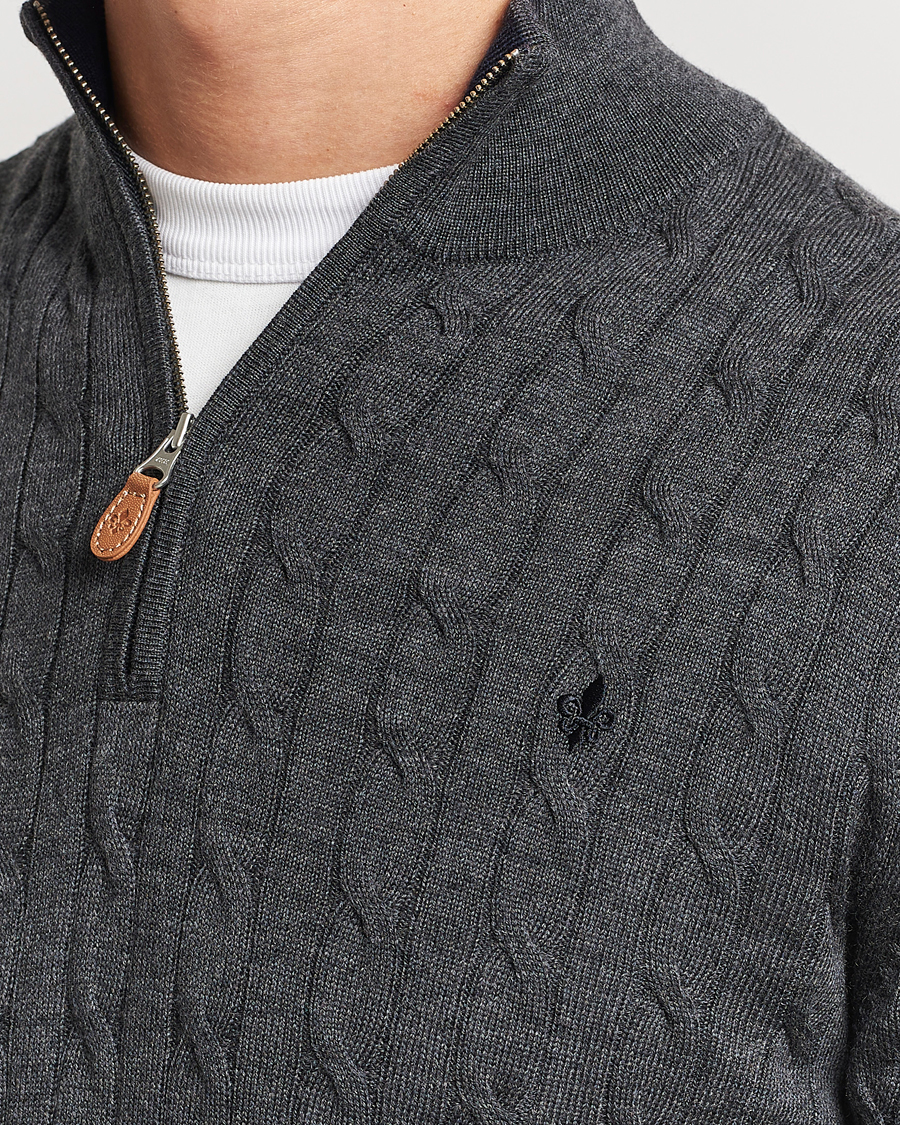 Herre | Trøjer | Morris | Merino Cable Half Zip Grey