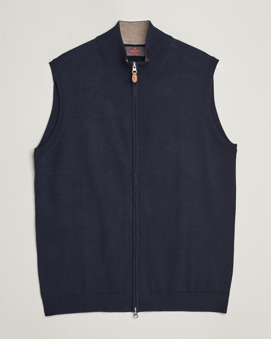 Herre | Trøjer | Morris | Merino Zip Vest Navy