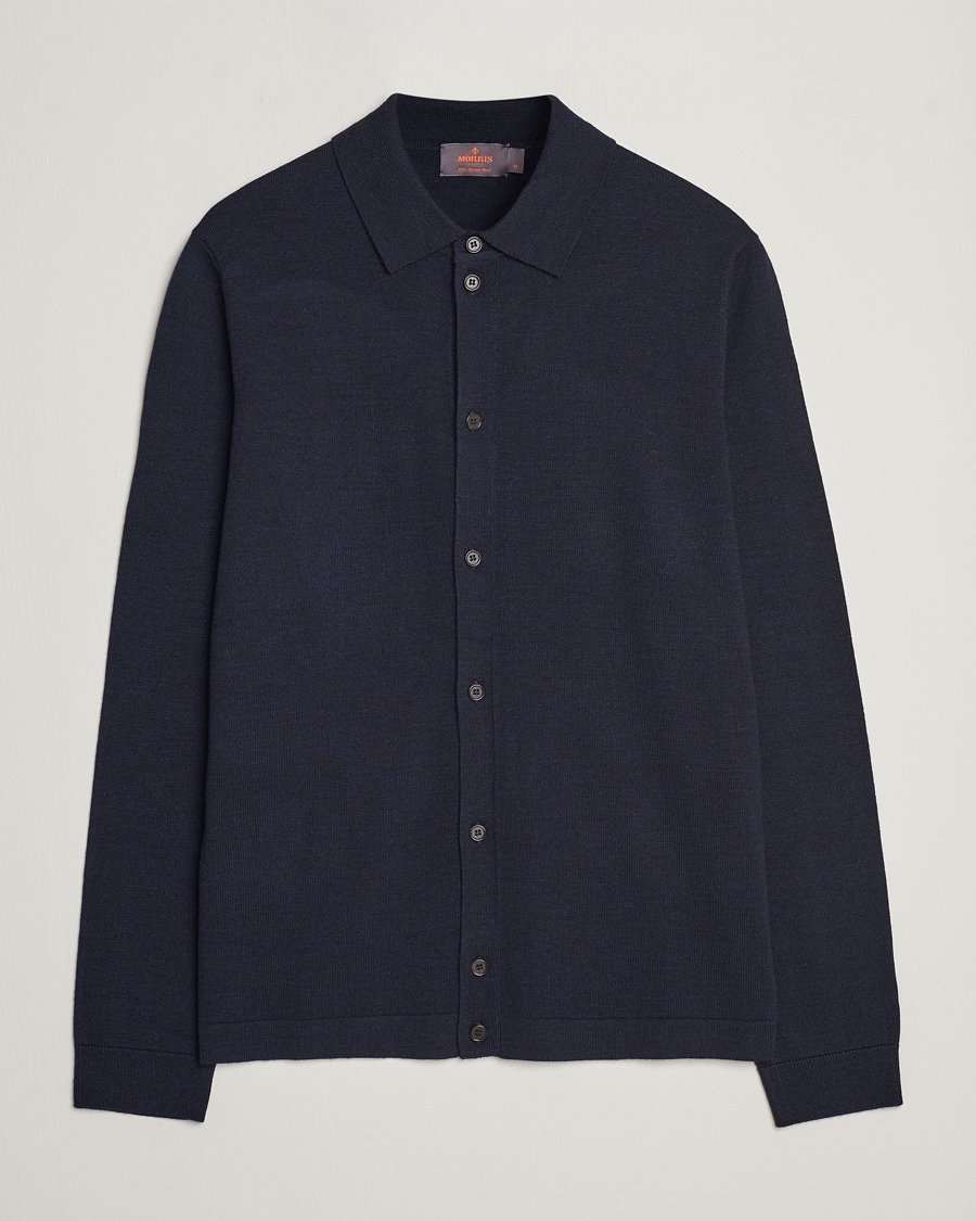 Herre | Trøjer | Morris | Merino Knitted Shirt Navy