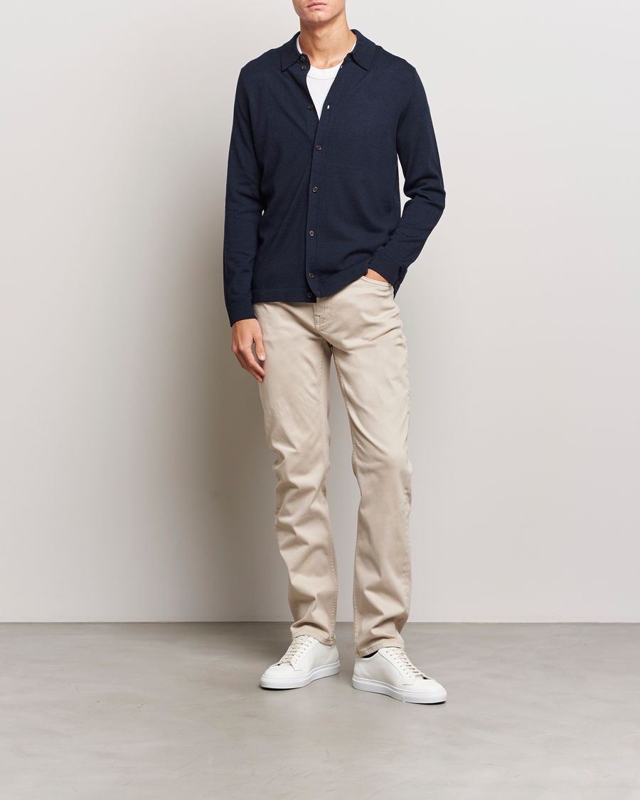 Herre | Trøjer | Morris | Merino Knitted Shirt Navy