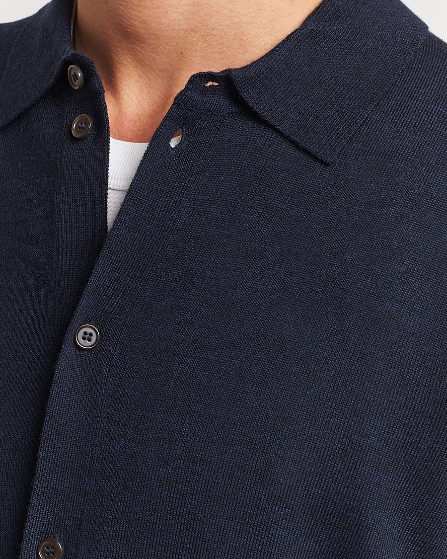 Herre | Trøjer | Morris | Merino Knitted Shirt Navy